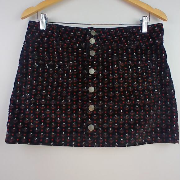 Free People We The Free Size 29 (6-8) Joani Corduroy Mini Skirt In Black - Picture 3 of 7